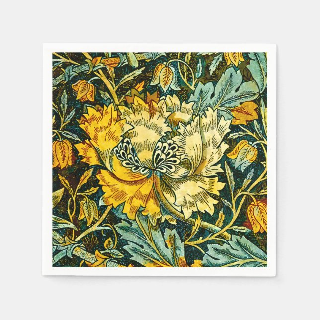 William Morris Antique Honeysuckle Floral Pattern Napkin (Front)