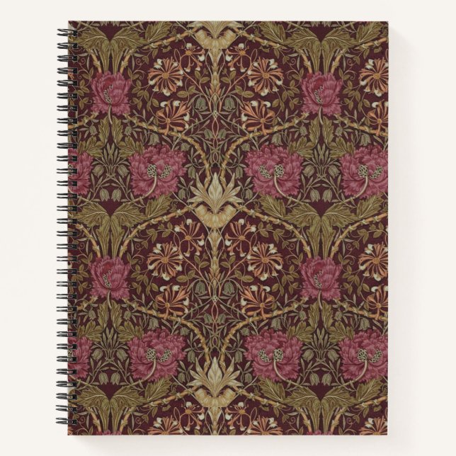 William Morris Antique Honeysuckle Floral Pattern Notebook (Front)