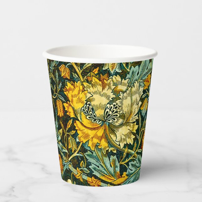 William Morris Antique Honeysuckle Floral Pattern Paper Cups (Front)