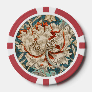 William Morris Antique Honeysuckle Floral Pattern Poker Chips