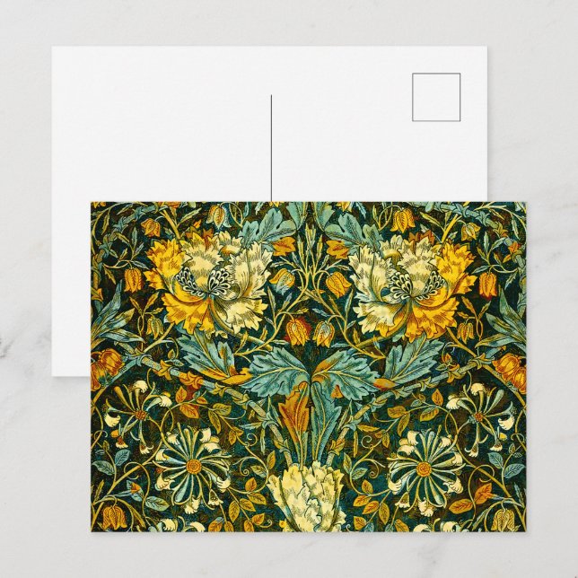 William Morris Antique Honeysuckle Floral Pattern Postcard (Front/Back)