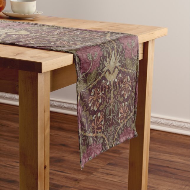William Morris Antique Honeysuckle Floral Pattern Short Table Runner (In Situ)