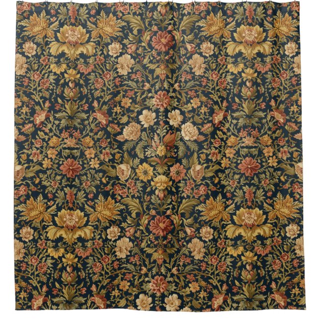 William Morris Antique Honeysuckle Floral Pattern Shower Curtain (Front)