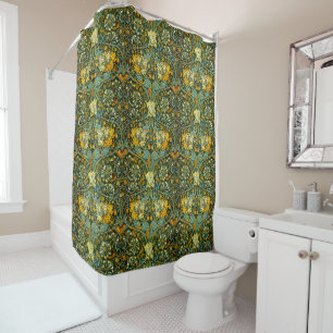 William Morris Antique Honeysuckle Floral Pattern Shower Curtain