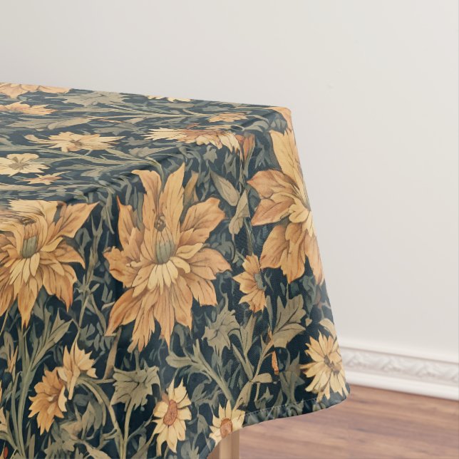 William Morris Antique Honeysuckle Floral Pattern Tablecloth (In Situ)