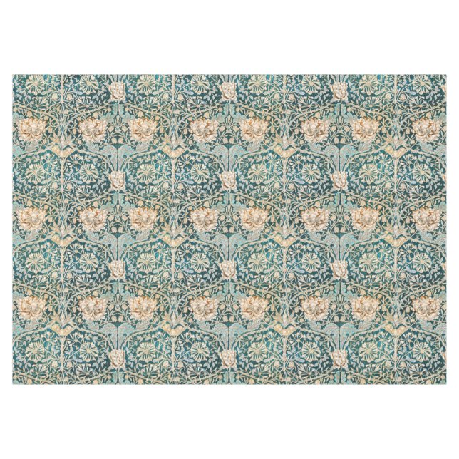 William Morris Antique Honeysuckle Floral Pattern Tablecloth (Front (Horizontal))