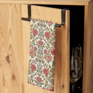 William Morris Antique Honeysuckle Floral Pattern Tea Towel