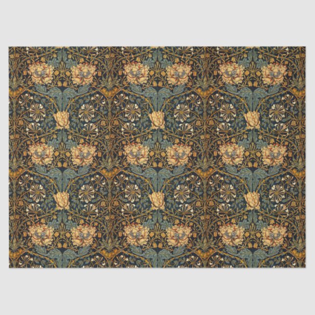 William Morris Antique Honeysuckle Floral Pattern Tissue Paper (Front)