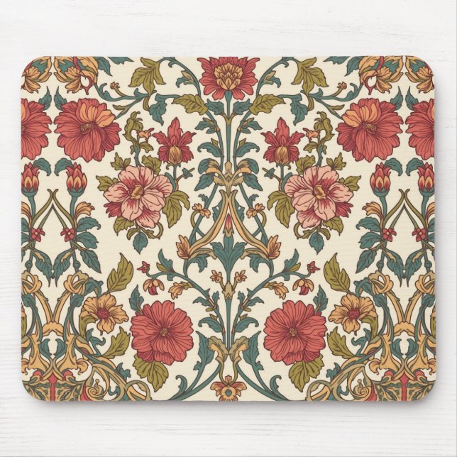 William Morris Antique pink roses Floral Pattern Mouse Pad (Front)