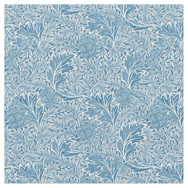 William Morris Apple Blue Pattern Fabric (Close Up)