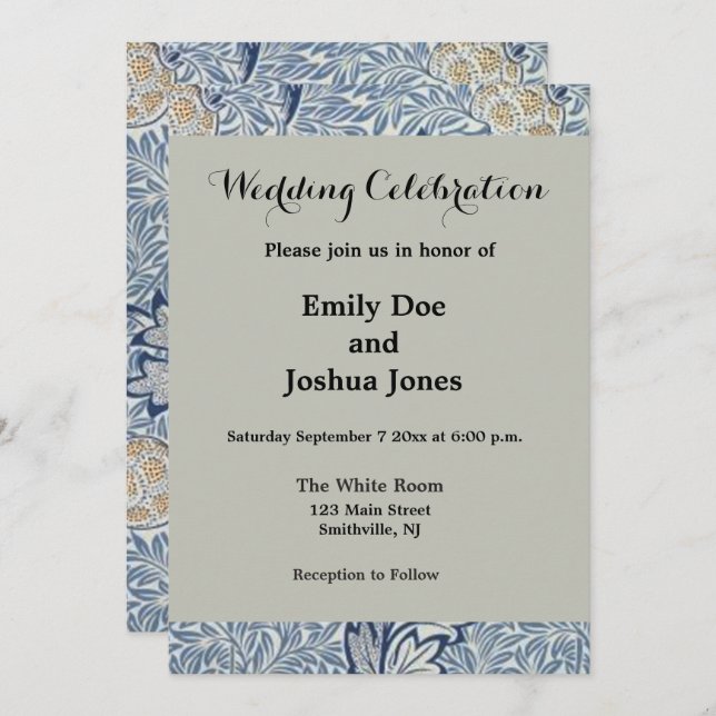 William Morris Apple Flower Floral Design Invitation (Front/Back)