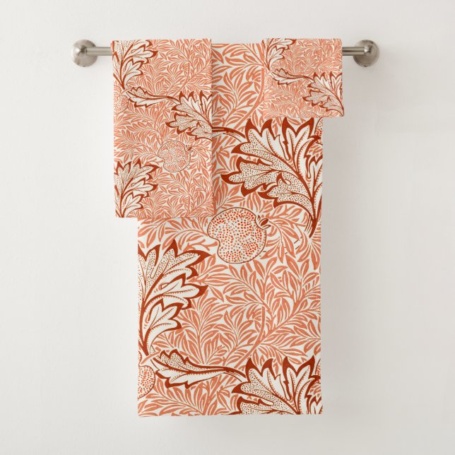 William Morris Apple Vintage Botanical Pattern Bath Towel Set (Insitu)