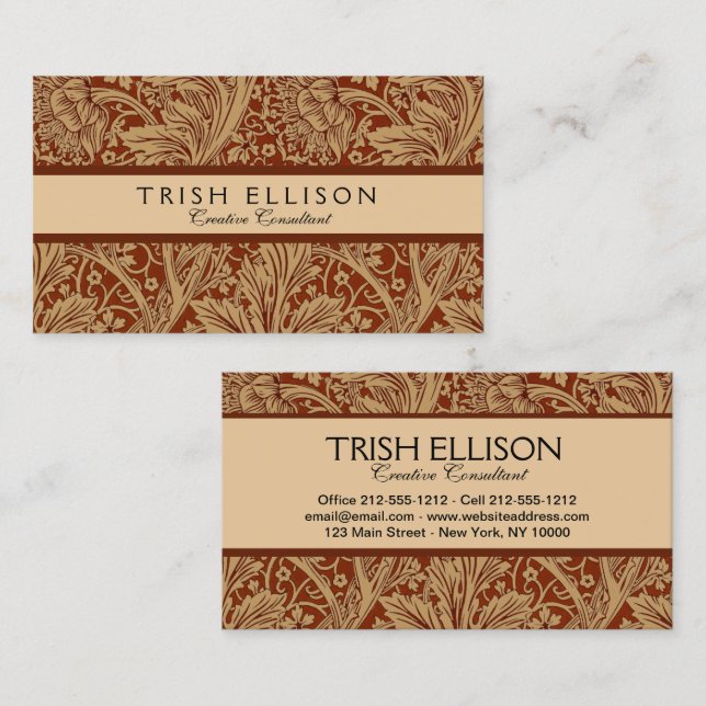 William Morris Arcadia Floral Garden Flower Classi Business Card (Front/Back)