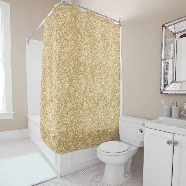 William Morris Arcadia Floral Pattern Classic Shower Curtain (In Situ)
