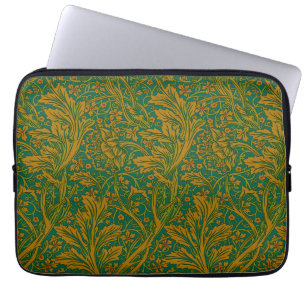 William Morris Arcadia Floral Pattern Green Golden Laptop Sleeve