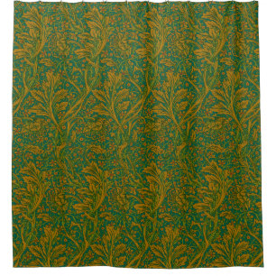 William Morris Arcadia Floral Pattern Green Golden Shower Curtain