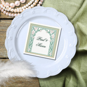 William Morris Art Deco Floral Green Vines Napkin