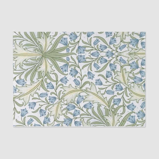 William Morris - Art Nouveau Blue Bellflowers Tissue Paper (Front)