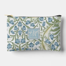 William Morris Art Nouveau Blue Bellfower Monogram