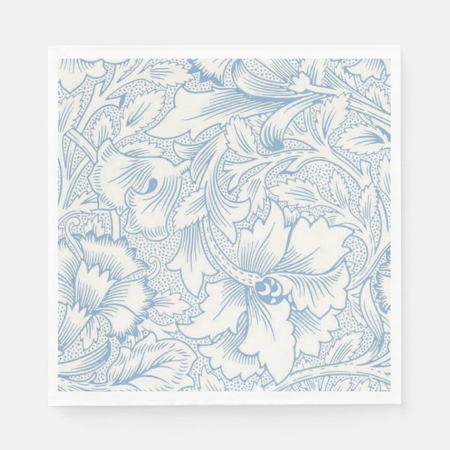 William Morris, Art Nouveau Elegant Blue Acanthus Napkin (Front)