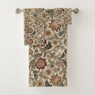 William Morris Art Nouveau Floral foliage Pattern Bath Towel Set