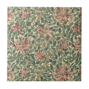 William Morris - Art Nouveau Honeysuckle & Leaves Ceramic Tile