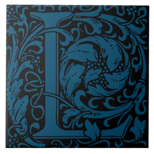 William Morris Art Nouveau Monogrammed Letter L Ceramic Tile
