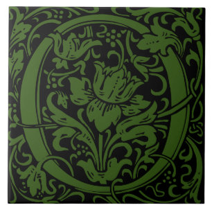 William Morris Art Nouveau Monogrammed Letter O Ceramic Tile