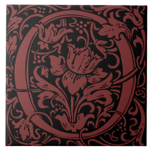 William Morris Art Nouveau Monogrammed Letter O Ceramic Tile