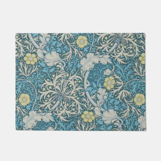 William Morris,art nouveau pattern, seaweed,blue,f Doormat