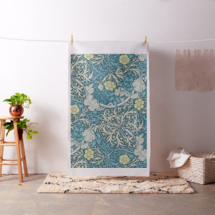 William Morris,art nouveau pattern, seaweed,blue,f Fabric