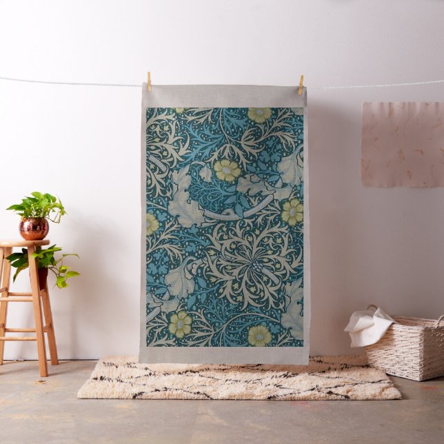 William Morris,art nouveau pattern, seaweed,blue,f Fabric (In Situ)