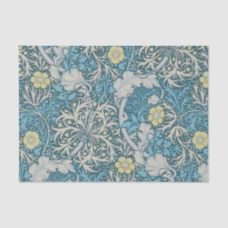 William Morris,art nouveau pattern, seaweed,blue,f Tissue Paper