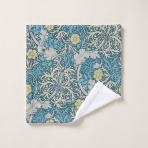 William Morris,art nouveau pattern, seaweed,blue,f Wash Cloth