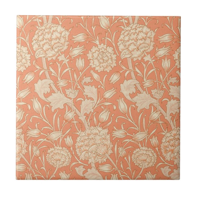 William Morris - Art Nouveau Wild Tulips Ceramic Tile (Front)