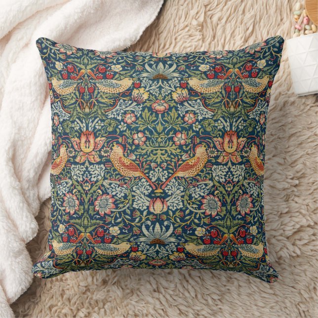 William Morris Art Throw Pillow Strawberry Thief  (Blanket)