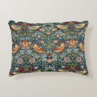 William Morris Art Throw Pillow Strawberry Thief