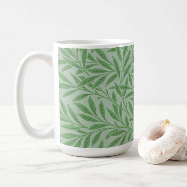 William Morris art willow leaves mug (With Donut)