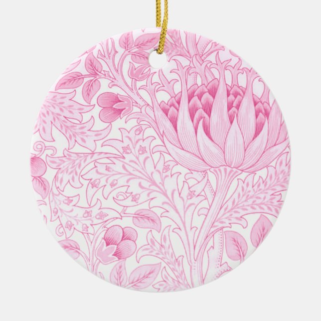 William Morris Artichoke Pale Pink Ceramic Ornament (Front)