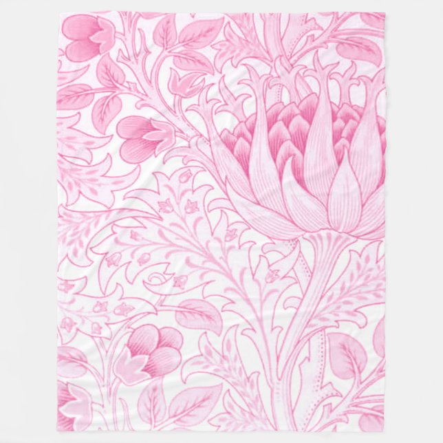 William Morris Artichoke Pale Pink Fleece Blanket (Front)