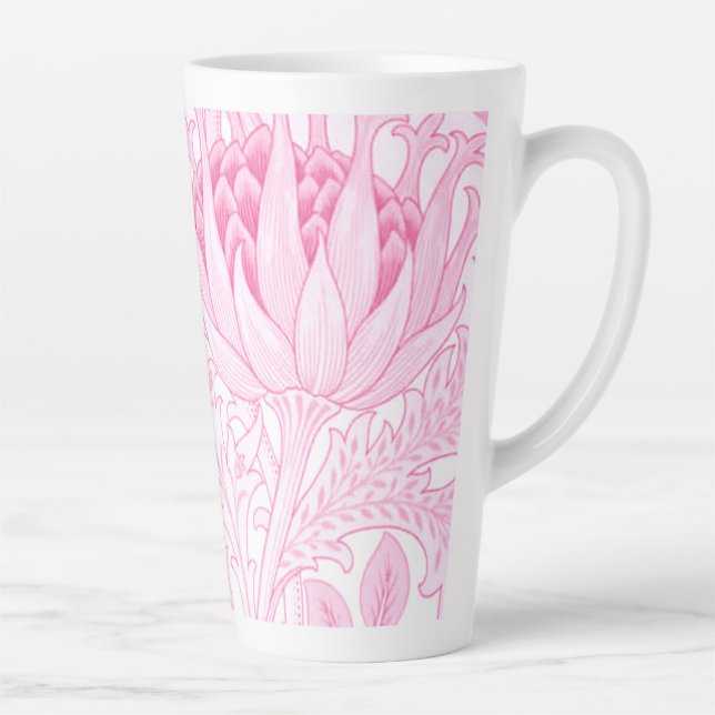 William Morris Artichoke Pale Pink Latte Mug (Right)