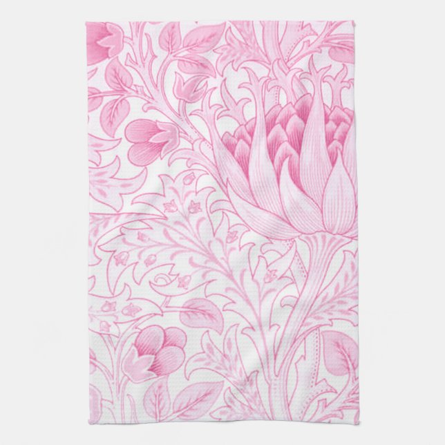 William Morris Artichoke Pale Pink Tea Towel (Vertical)