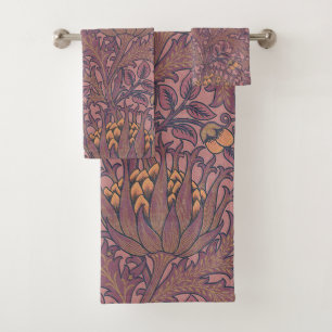 William Morris Artichoke Wine and Gold Bath Towel Set