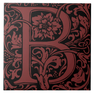 William Morris Arts and Crafts Monogram Letter B Ceramic Tile