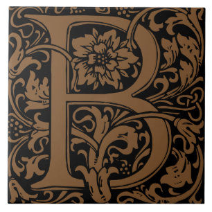 William Morris Arts and Crafts Monogram Letter B Ceramic Tile