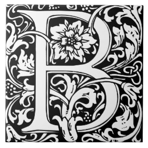 William Morris Arts and Crafts Monogram Letter B Ceramic Tile