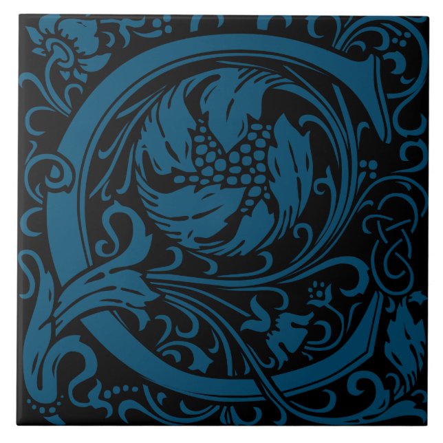 William Morris Arts and Crafts Monogram Letter C Ceramic Tile (Front)