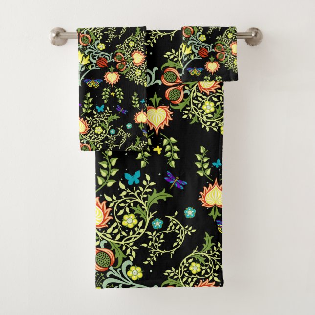 William Morris Arts And Crafts Pattern Bath Towel Set (Insitu)