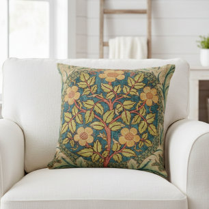 William Morris artwork floral design throw pillow