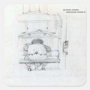 William Morris at his loom, caricature Square Sticker